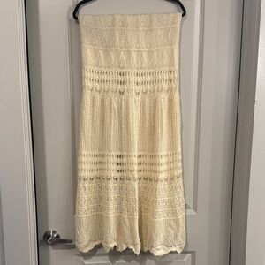 Chic Cream Lace Midi Skirt